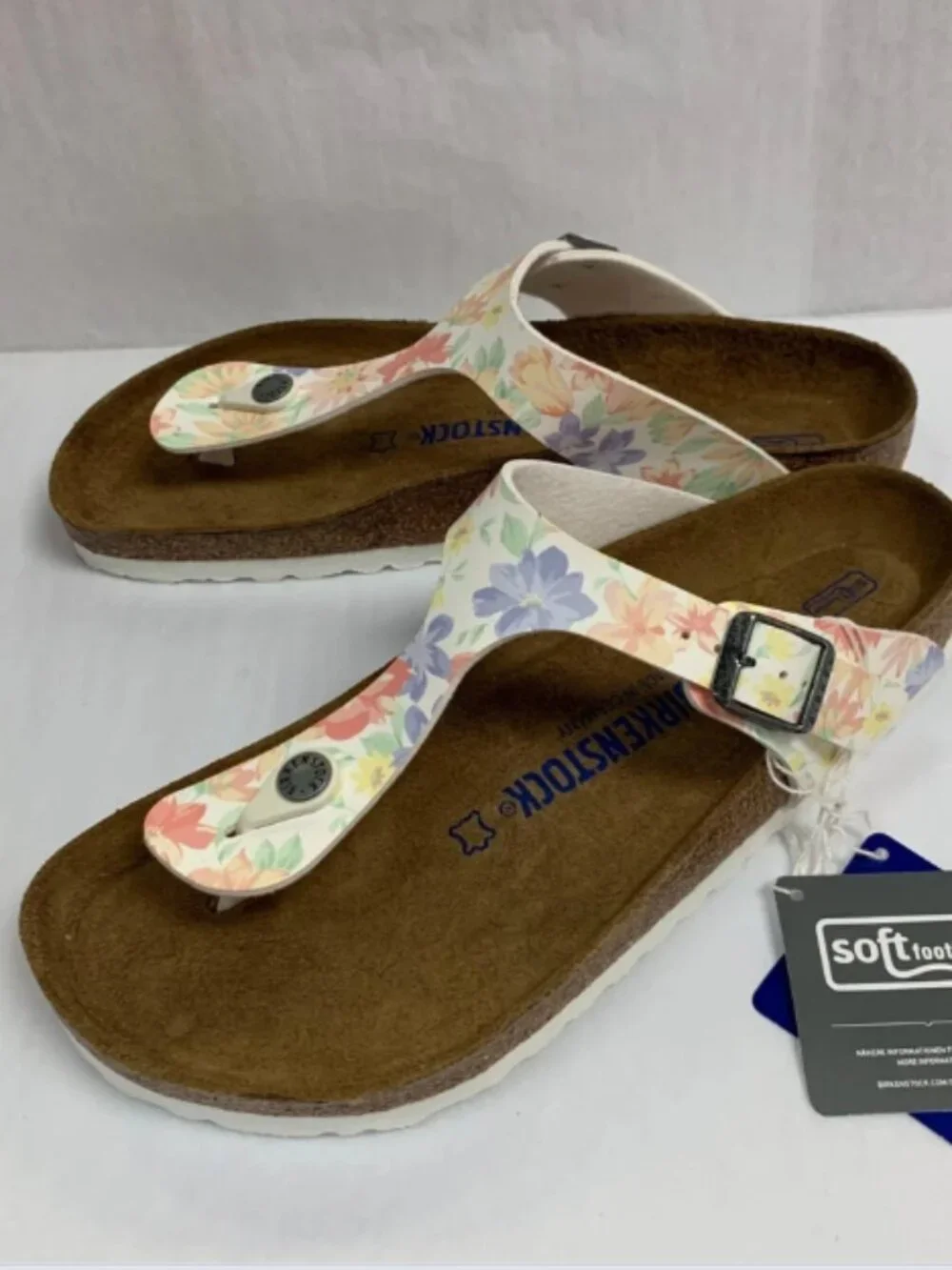 Birkenstock Gizeh SFB Supernatural Flower White Birko-Flor Regular Width Sandals - Picture 3 of 5